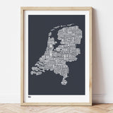 'Netherlands' Type Map Print in Sheer Slate