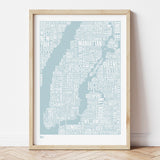 'New York City' Type Map Print in Duck Egg Blue
