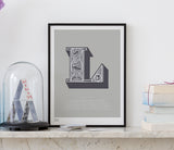 Wall Art Ideas: Economical Screen Prints, Illustrated Letter L printed in putty grey