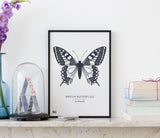 British Butterflies Art Print in Dark Slate Grey, Modern Print Designs for the Home