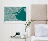 Wordle Dublin Map Wall Art Print, Screen Printed Poster in Emerald Green