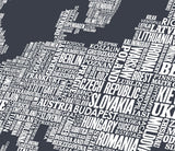 Close up of Europe Type Map in Sheer Slate, screen printed poster