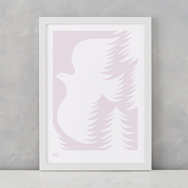 'Forest Dove' Art Print in Blush Pink