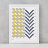 Geometric Chevron Art Print, Screen Printed in the UK, deliver worldwide