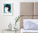 Pictures and Wall Art, Screen Printed Liam Gallagher Oasis design in blue