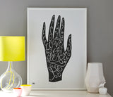 'Love & Peace Hand' Art Print in Soft Black