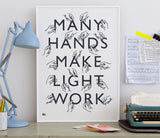 Wall Art ideas: Economical Screen Prints, Many Hands Print in Sheer Slate