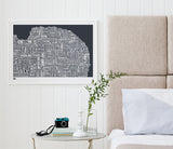 'Norfolk' Type Map Print in Sheer Slate