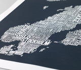 'Nordic Europe' Type Map Print in Sheer Slate