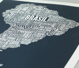 'South America' Type Map Print in Sheer Slate