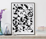 'Stronger' Geometric Art Print in Monochrome