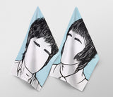 Oasis Liam and Noel Gallagher Tea Towel Set of 2 in blue