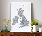 'UK and Ireland' Illustrated Map in Sheer Slate