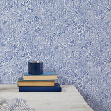'Coastal Meadow' Wallpaper in Cobalt Blue