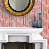 'Holkham Pine Woods' Wallpaper in Sunrise Orange