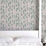 'String of Hearts' Houseplant Wallpaper in Plaster Pink and Green