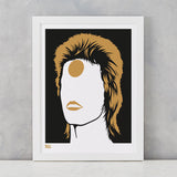 David Bowie Ziggy Stardust in Bronze, screen printed onto recycled card, delivered worldwide