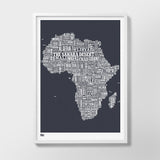 'Africa' Type Map Print in Slate