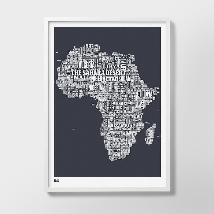 'Africa' Type Map Print in Slate
