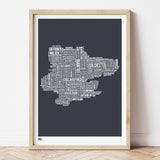 'Essex' Type Map Print in Sheer Slate