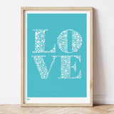 'Love' Art Print in Azure Blue