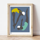 'Night Swimming' Art Print in Petrol Blue