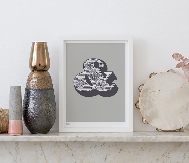 Pictures and Wall Art, Screen printed Ampersand in putty grey