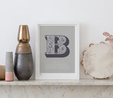 Wall Art Ideas: Economical Screen Prints, Illustrated Letter B printed in putty grey