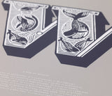Close up of Illustrated Letter W in putty grey