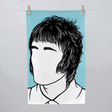 Liam Gallagher Oasis Tea Towel in Blue, screen printed 100% cotton, deliver worldwide