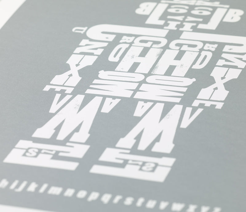 Close up of Robot screen print in silver