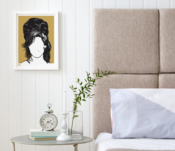 Wall Art Ideas: Amy Winehouse Screen Printed Wall Art in Bronze on recycled card, delivered worldwide