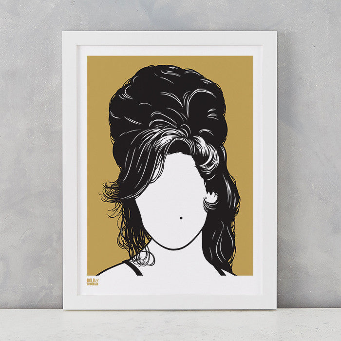 Bronze Amy Winehouse Screen Printed Wall Art on recycled card, delivered worldwide
