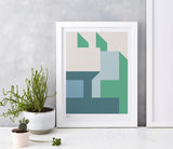 'Architecture 1' Art Print in Green