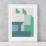 'Architecture 1' Art Print in Green