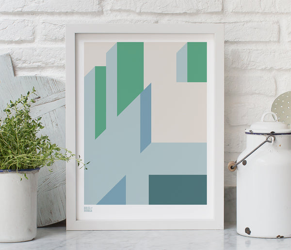 'Architecture 2' Art Print in Green