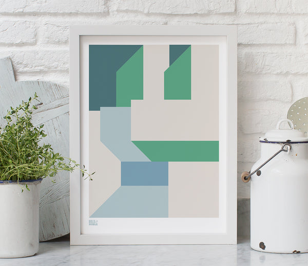 'Architecture 3' Art Print in Green