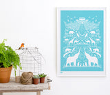 'Noah's Ark' Art Print in Azure Blue