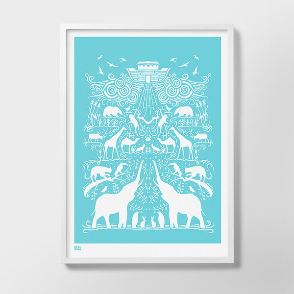 'Noah's Ark' Art Print in Azure Blue