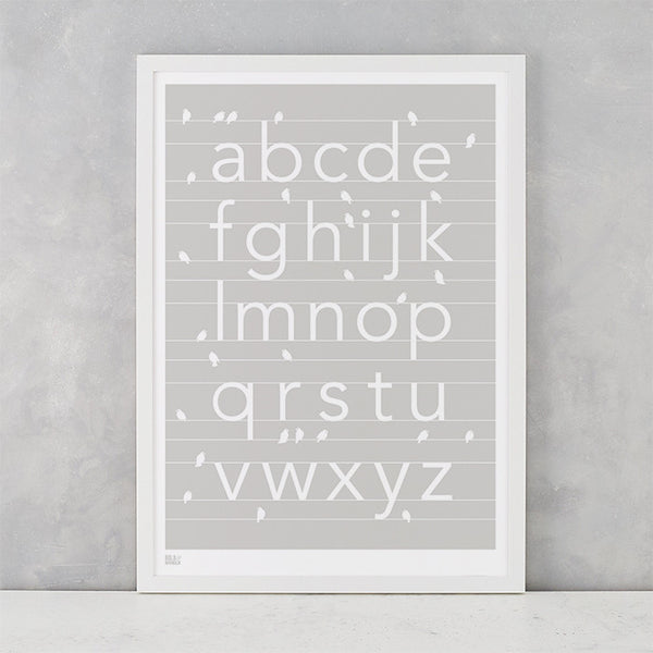 Wall Art Print, Alphabet white