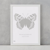 British Butterflies Art Print, Screen Printed in the UK, deliver worldwide