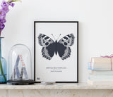 British Butterflies Art Print in Dark Slate Grey, Modern Print Designs for the Home