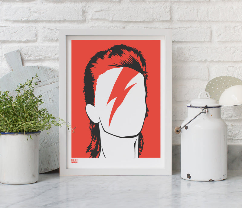 Wall Art ideas: Economical Screen Prints, David Bowie in Dark Orange