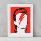 David Bowie in Dark Orange, screen printed onto recycled card, delivered worldwide