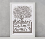 Pictures and Wall Art, Screen printed Burrow Print in mouse grey