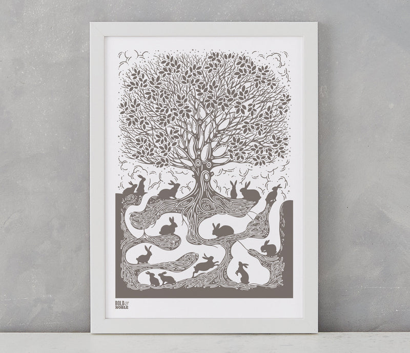 Pictures and Wall Art, Screen printed Burrow Print in mouse grey