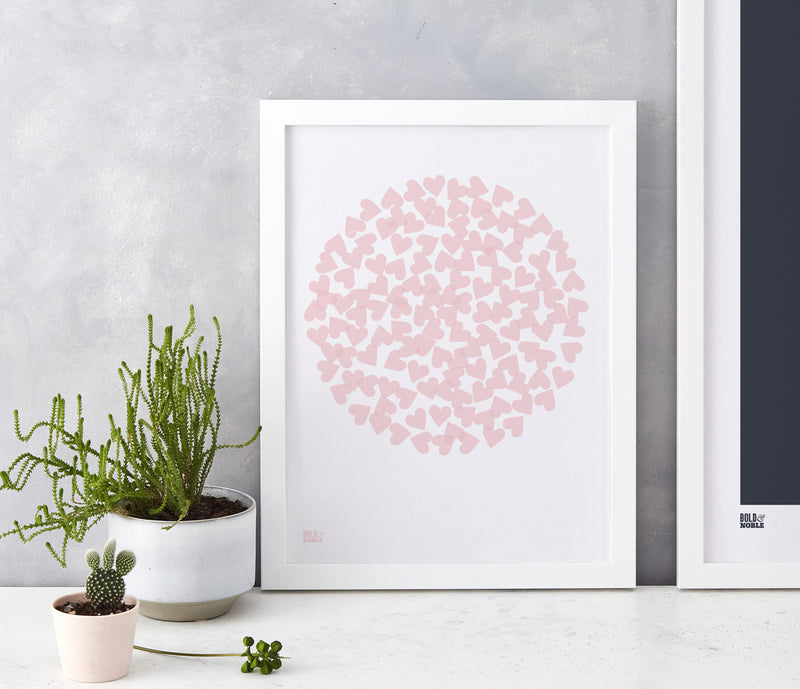'Confetti Heart' Art Print in Blush Pink