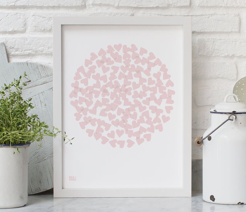 'Confetti Heart' Art Print in Blush Pink