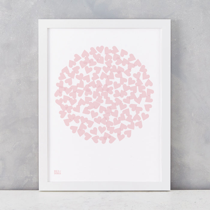 'Confetti Heart' Art Print in Blush Pink