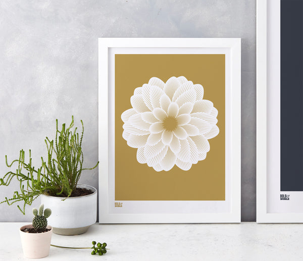 Wall art ideas, economical screen prints, Dahlia Peony in bronze